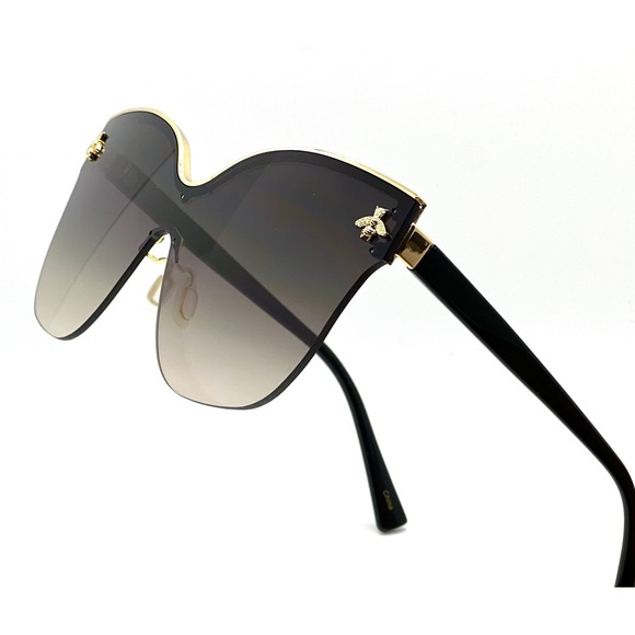 Accessories - Rimless Shield‎ Sunglasses Bee Gold UV400 Protection Fashion Shades Eye Glasses